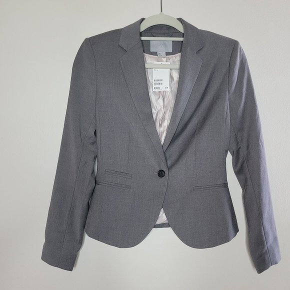 H&M Blazer Gray Size 6 Career Jacket Work - Picture 1 of 13